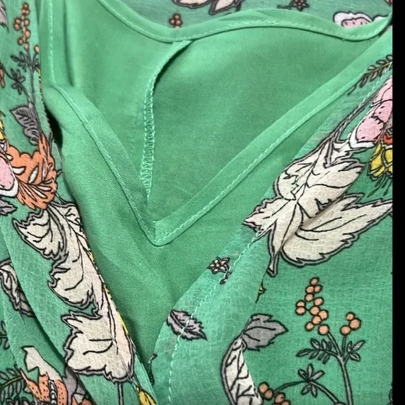 Free People Green floral maxi dress with large blouson ruched & tied sleeves - L - Picture 5 of 8